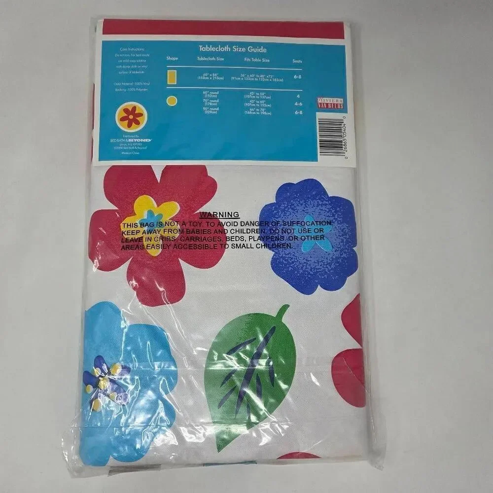 VINTAGE BED BATH & BEYOND UMBRELLA TABLECLOTH SUMMER FLORAL 70